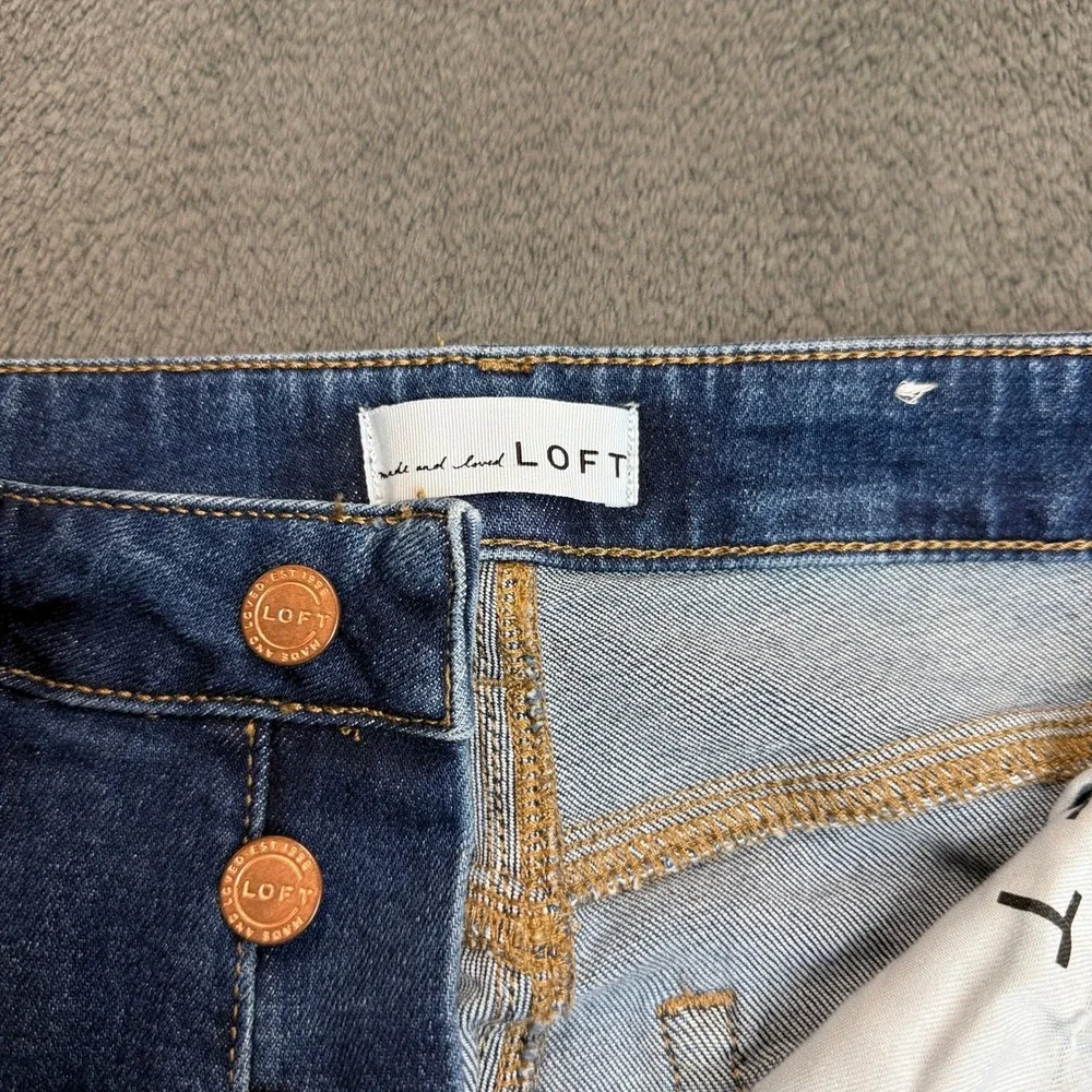 Loft Denim Jeans Size 6 Women Blue Medium Wash Button Fly Raw Hem‎ - Picture 4 of 12